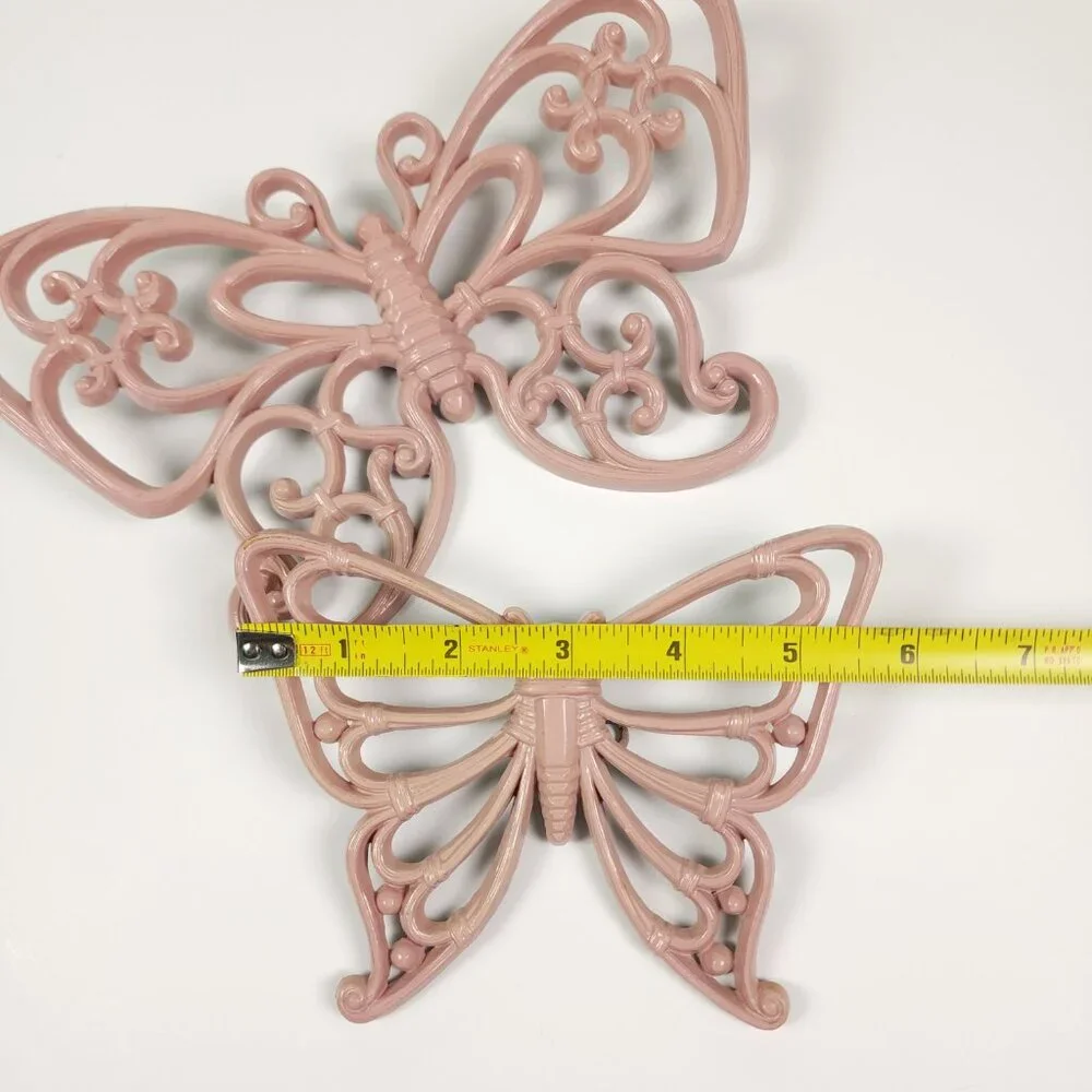 Lot of 2 Vintage Homco Pink Butterflies Wall Decor‎